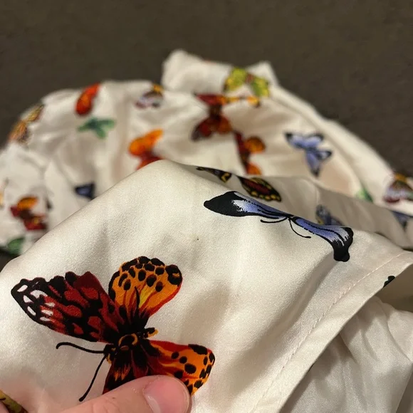 Y2K Vintage Poleci Silk Butterfly Babydoll Midi Dress - Picture 5 of 10